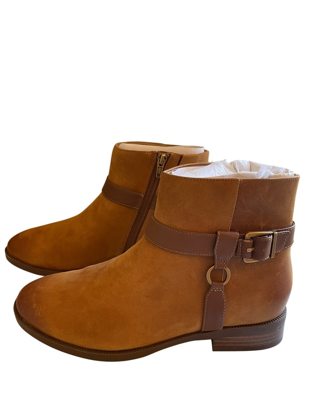 Vionic Rhiannon Equestrian Leather Ankle Booties with Buckle Harness NEW